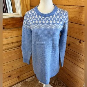 Women's XL Blue White Sweater Dress Soft Warm Winter
